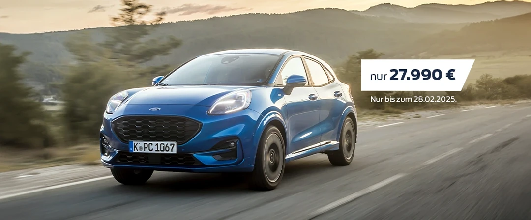 Ford Puma ST-Line in der Farbe Desert Island Blue Metallic für nur 27.990€ bei Autohaus Hempel in Braunschweig